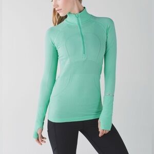 Lululemon Run Swiftly Tech 1/2 Zip Pullover Jacket Heathered Menthol 4/6 W3F39S